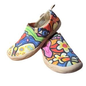 UIN Toledo Secret Garden Floral Sz 9 Canvas Slip On Walking Shoes Sneakers